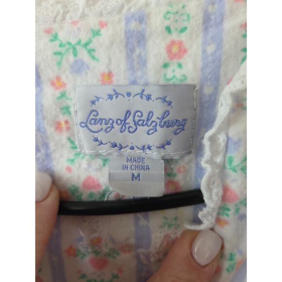 Lanz Of Salzburg Med Nightgown Dress Cotton Flannel Cottage Core Heart Button - Picture 6 of 9